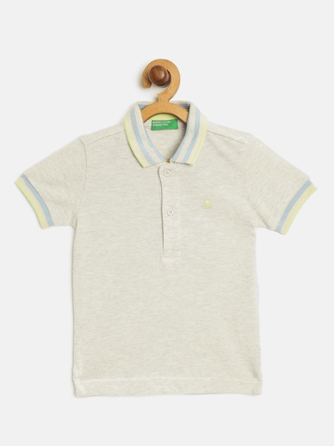 

United Colors of Benetton Boys Grey Melange Solid Polo Collar T-shirt