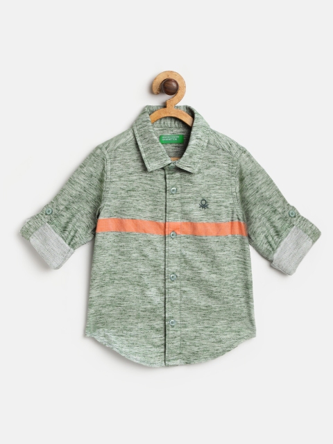 

United Colors of Benetton Boys Green Regular Fit Solid Casual Shirt