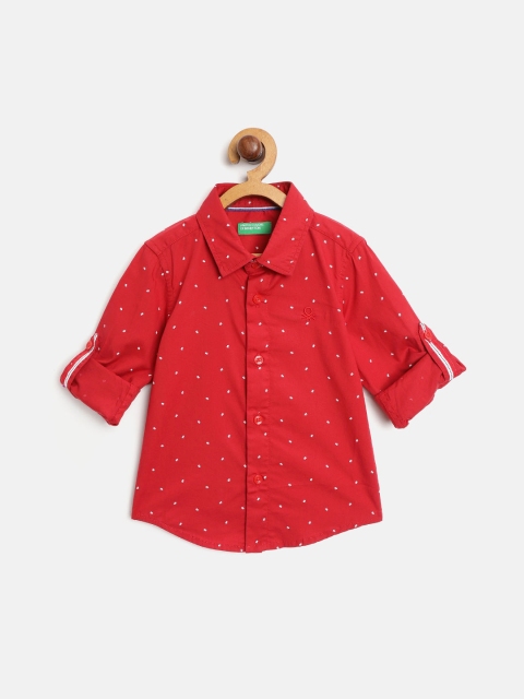 

United Colors of Benetton Boys Red & White Regular Fit Floral Print Casual Shirt