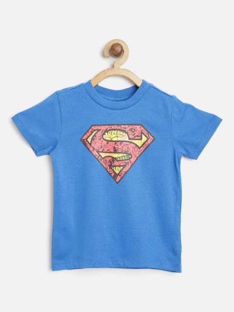 

United Colors of Benetton Boys Blue Superman Printed Round Neck T-shirt
