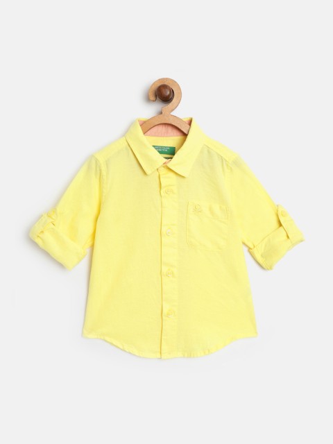

United Colors of Benetton Boys Yellow Regular Fit Solid Casual Shirt