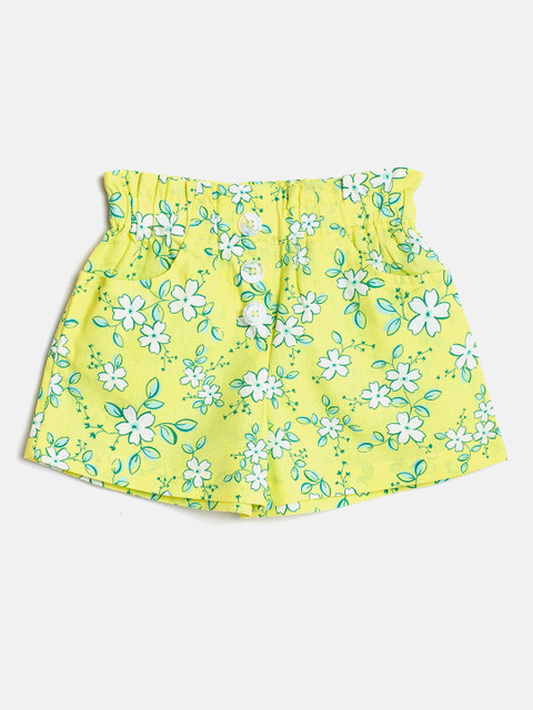 

United Colors of Benetton Girls Yellow & Green Printed Shorts