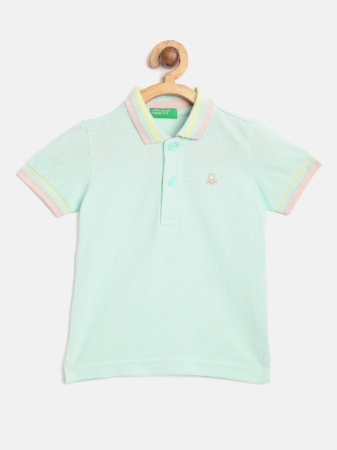 

United Colors of Benetton Boys Mint Green Solid Polo Collar T-shirt