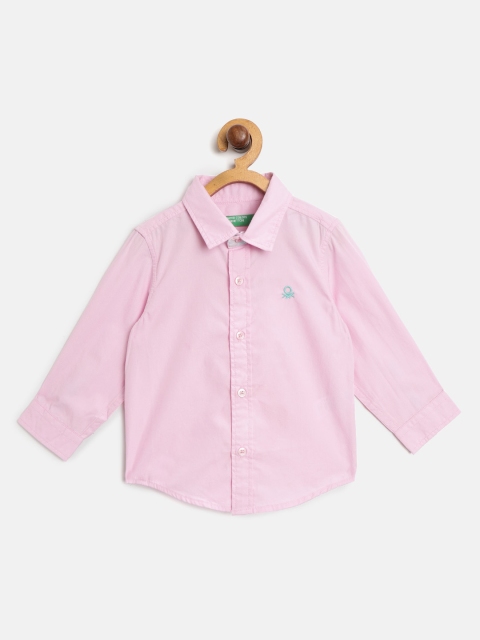 

United Colors of Benetton Boys Pink Solid Regular Fit Casual Shirt