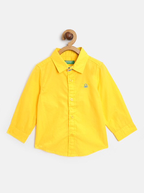 

United Colors of Benetton Boys Yellow Regular Fit Solid Casual Shirt