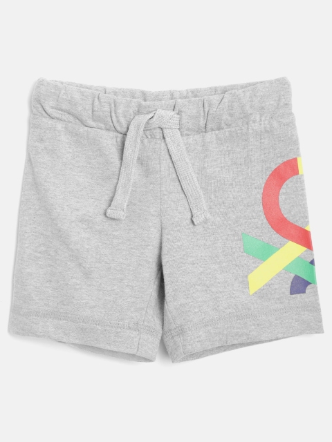 

United Colors of Benetton Boys Grey Melange Printed Detail Regular Fit Shorts