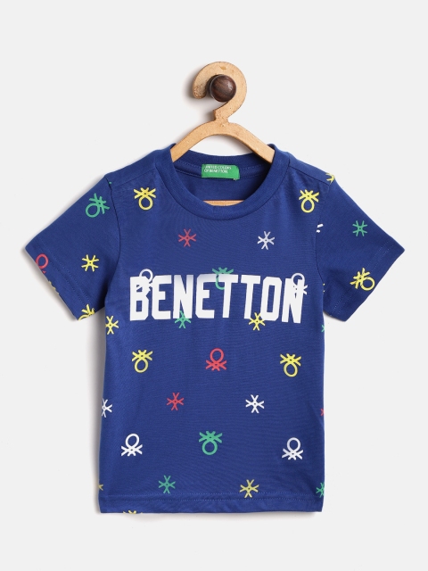 

United Colors of Benetton Boys Blue Printed Round Neck T-shirt