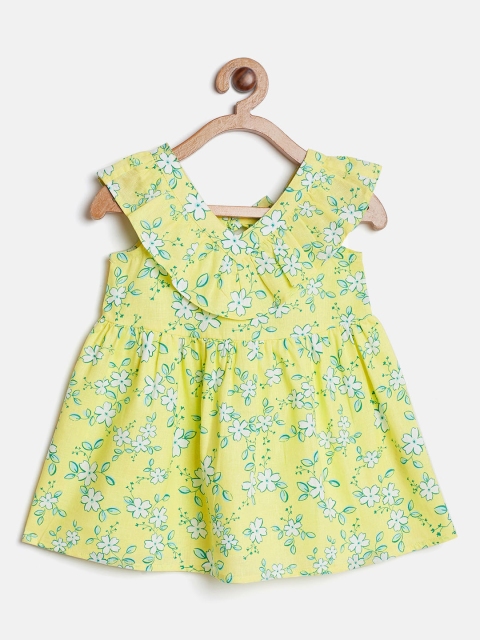 

United Colors of Benetton Girls Yellow & White Floral Printed A-Line Dress