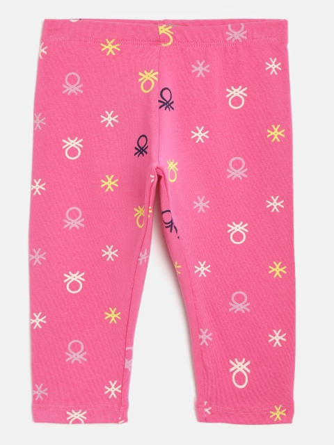 

United Colors of Benetton Girls Pink & Yellow Printed Ankle-Length Leggings