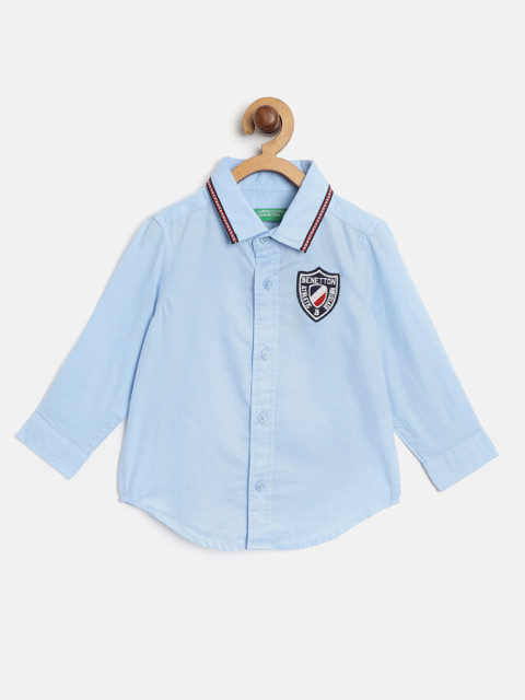 

United Colors of Benetton Boys Blue Regular Fit Solid Casual Shirt