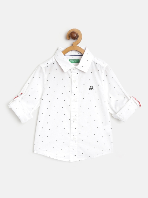 

United Colors of Benetton Boys White & Black Printed Regular Fit Casual Shirt