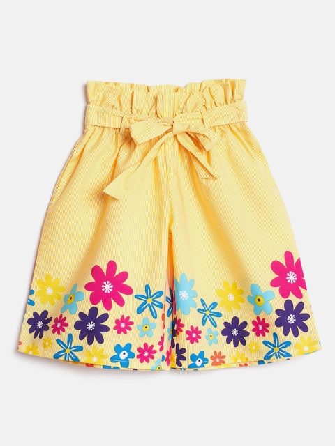 

United Colors of Benetton Girls Yellow & White Striped Parallel Trousers