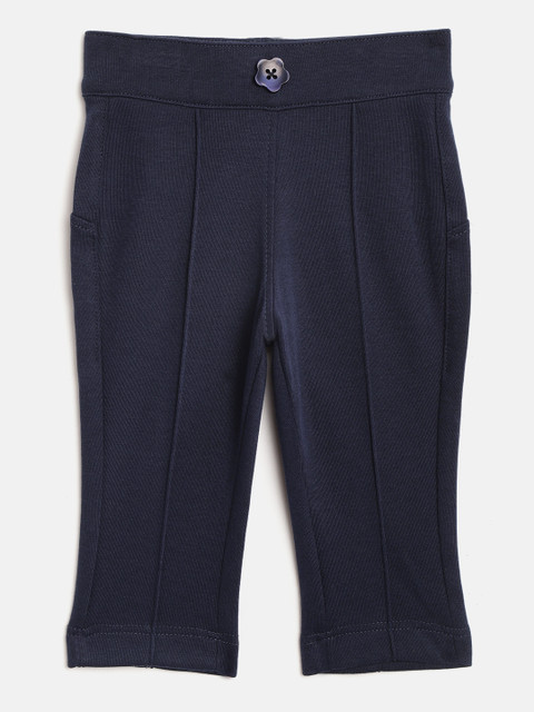 

United Colors of Benetton Girls Navy-Blue Solid Ankle-Length Leggings