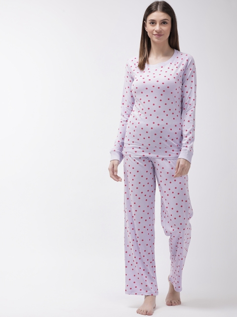 

Marks & Spencer Women Lavender & Pink Printed Night suit