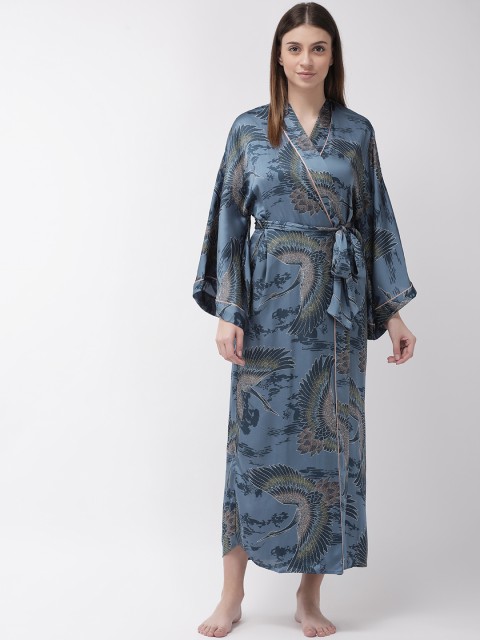 

Marks & Spencer Women Blue & Green Printed Maxi Robe