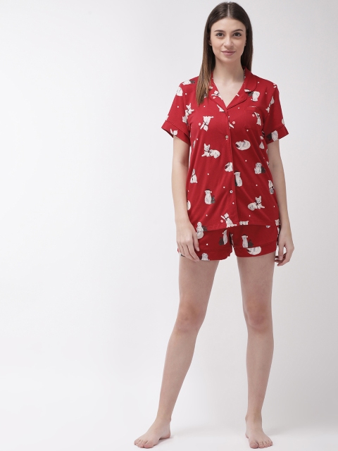 

Marks & Spencer Women Red & Beige Printed Nightsuit