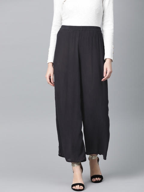 

I AM FOR YOU Women Black Solid Straight Palazzos