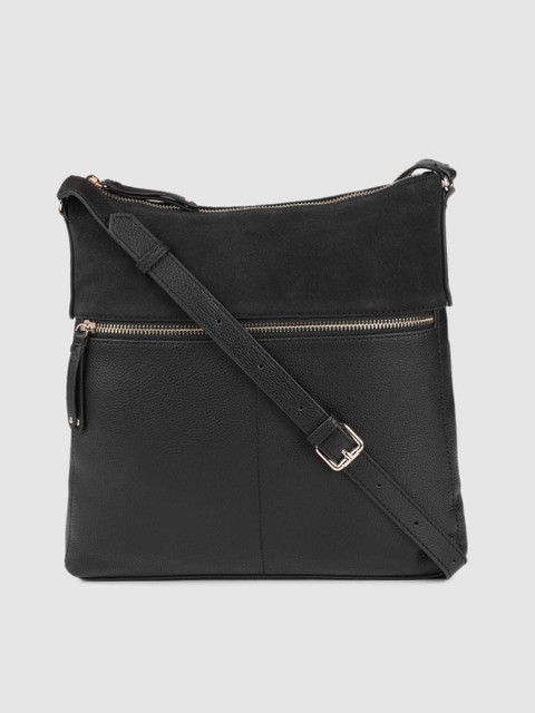 

Accessorize Women Black Solid Leather Sling Bag