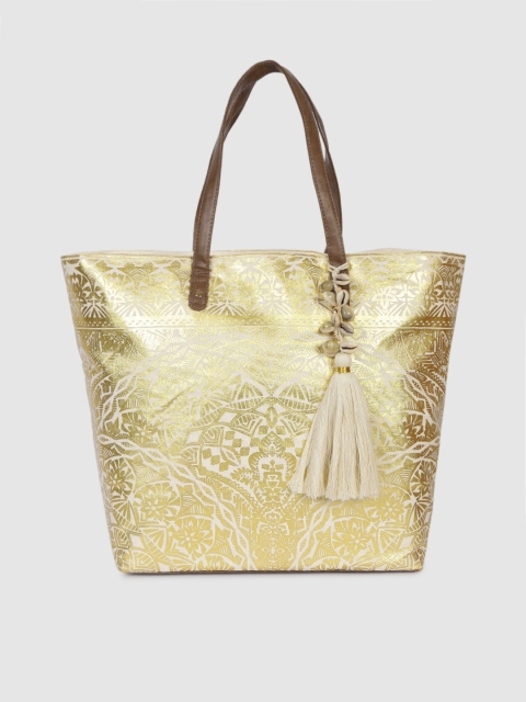 

Accessorize Gold-Toned Printed Beach Handheld Bag