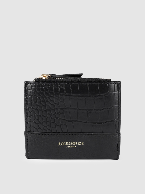 

Accessorize Women Black Textured Two Fold Wallet
