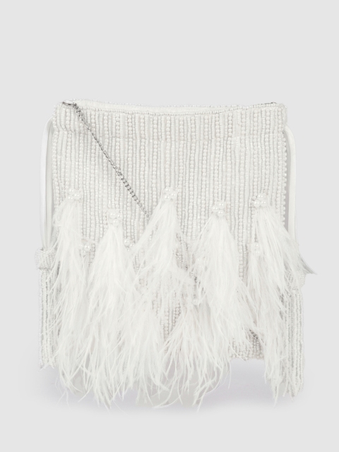 

Accessorize White Feather Embellished Bridal Sling Bag