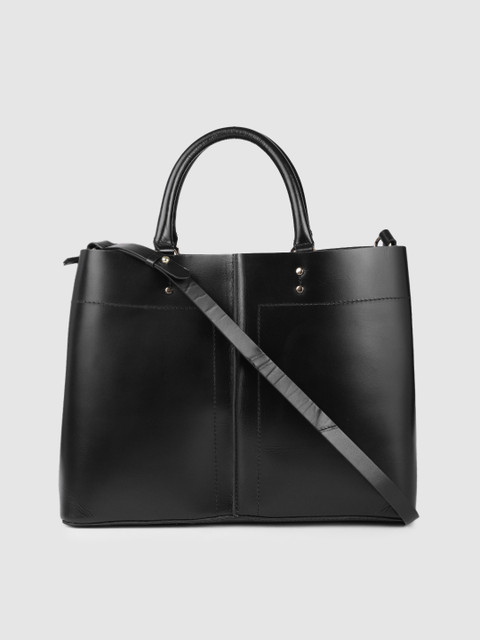 

Accessorize Black Solid Amelie Handheld Leather Bag