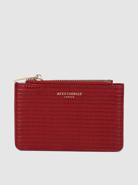 

Accessorize Women Red Textured Card Holder