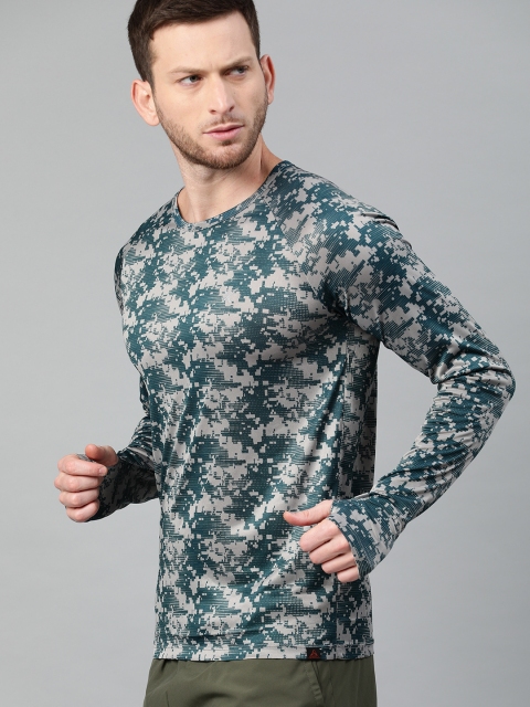 

Hrx By Hrithik Roshan Men Olive Camouflage Printed Outdoor T-shirts