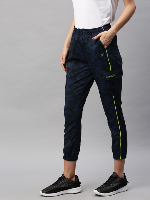 

HRX by Hrithik Roshan Women Navy Blue & Black Camouflage Printed Slim fit Outdoor Trousers