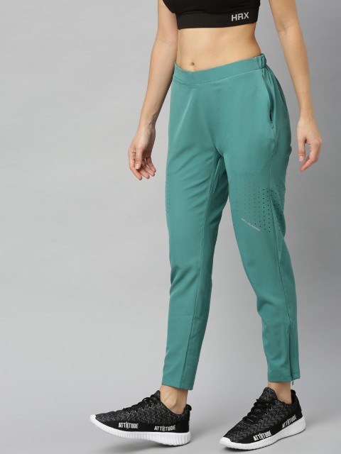 

HRX by Hrithik Roshan Women Green Solid Slim Rapid Dry Antibacterial Running Track Pants