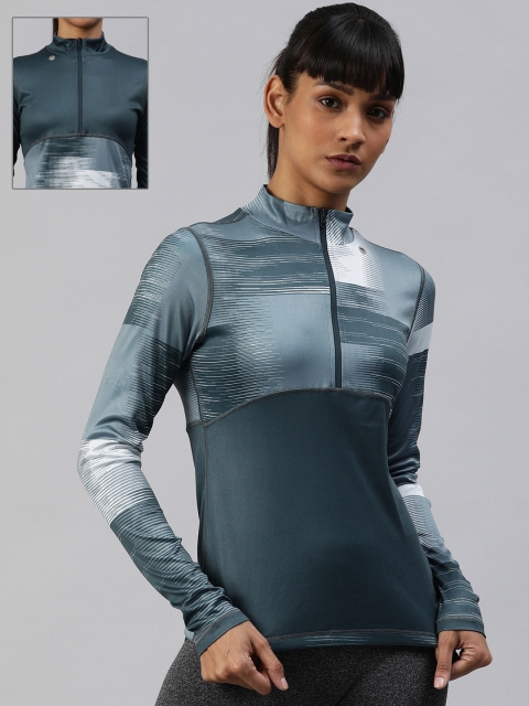 

HRX by Hrithik Roshan Women Grey Rapid-Dry Antimicrobial Reversible Running T-shirt