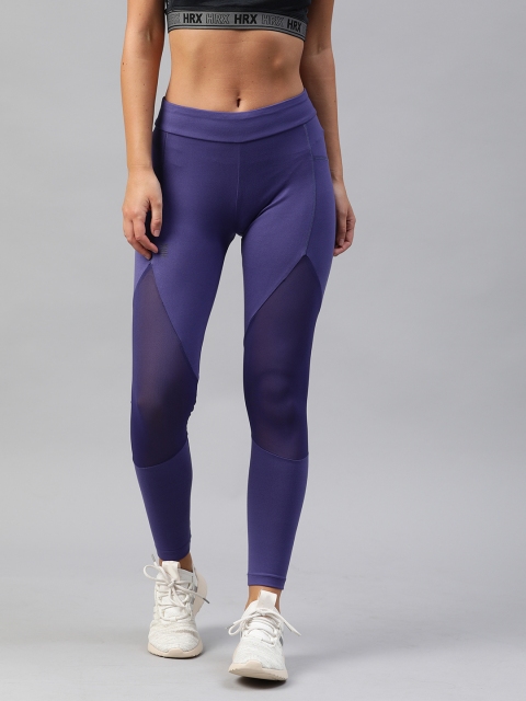 

HRX by Hrithik Roshan Woman Purple Solid Rapid Dry Antimicrobial Training Tights
