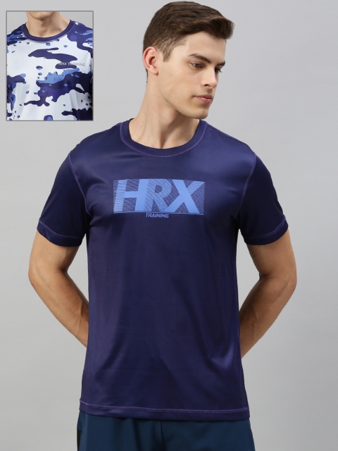 

Hrx By Hrithik Roshan Men Navy Camo Rapid-Dry Antimicrobial Reversible Training Tshirt, Navy blue