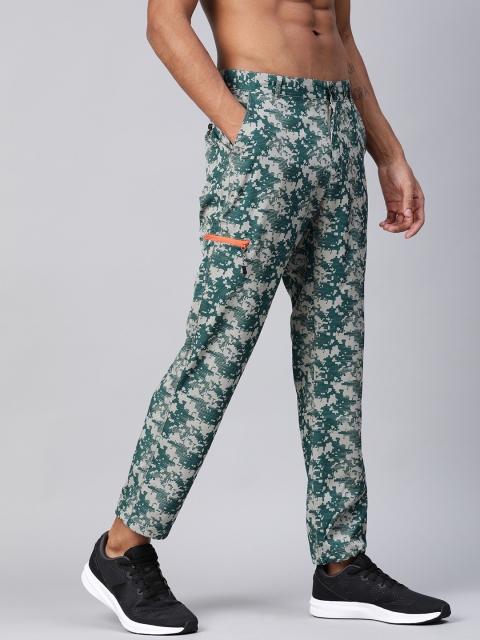 

HRX by Hrithik Roshan Men Grey & Teal Green Printed Regular Fit Outdoor Trousers