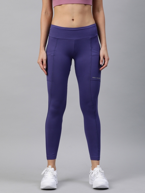 

HRX by Hrithik Roshan Women Purple Solid Cropped Rapid Dry Antimicrobial Training Tights