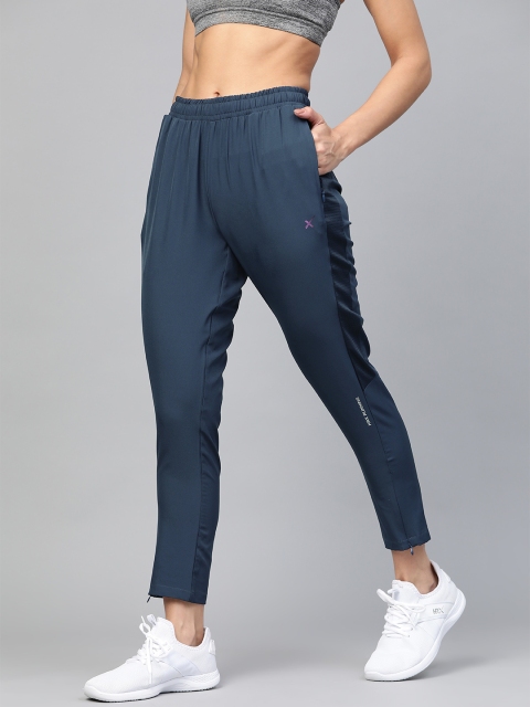 

HRX by Hrithik Roshan Women Navy Slim Fit Rapid-Dry Antimicrobial Running Track Pants, Navy blue