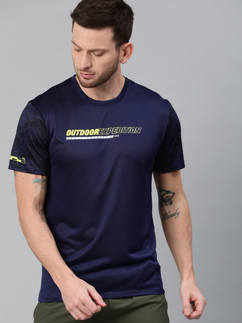 

Hrx By Hrithik Roshan Men Navy Camouflage Colorblocked Outdoor T-shirts, Navy blue