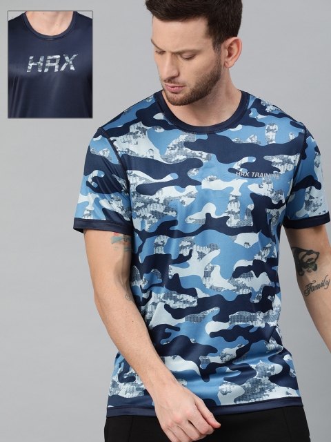 

HRX by Hrithik Roshan Men Blue Camo Rapid Dry Antimicrobial Reversible Training Tshirt