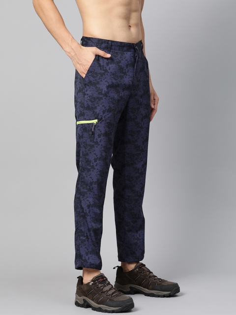 

HRX by Hrithik Roshan Men Navy Blue & Black Printed Regular Fit Outdoor Trousers