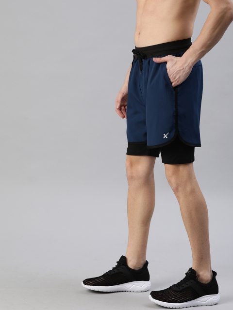 

HRX by Hrithik Roshan Men Moonlit Ocean Regular Fit Rapid-Dry Antimicrobial Running Shorts, Navy blue
