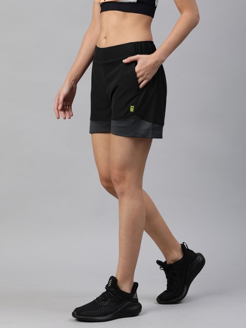 

HRX by Hrithik Roshan Women Black Colourblocked Rapid Dry Antimicrobial Training Shorts