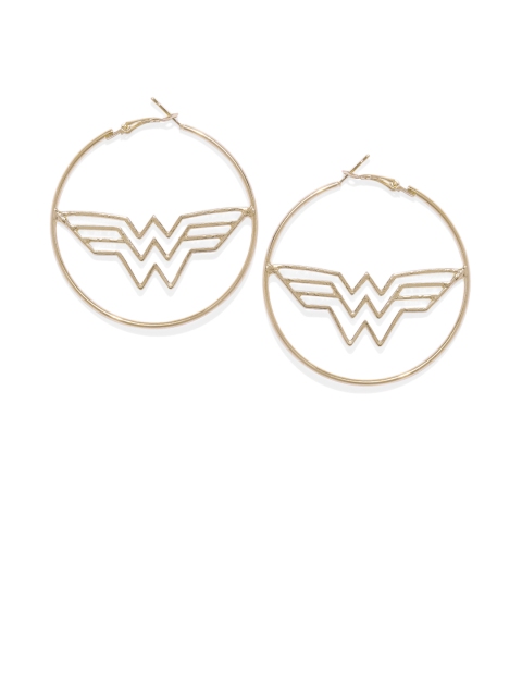 

EFG Gold-Toned Circular Wonder Woman Hoop Earrings