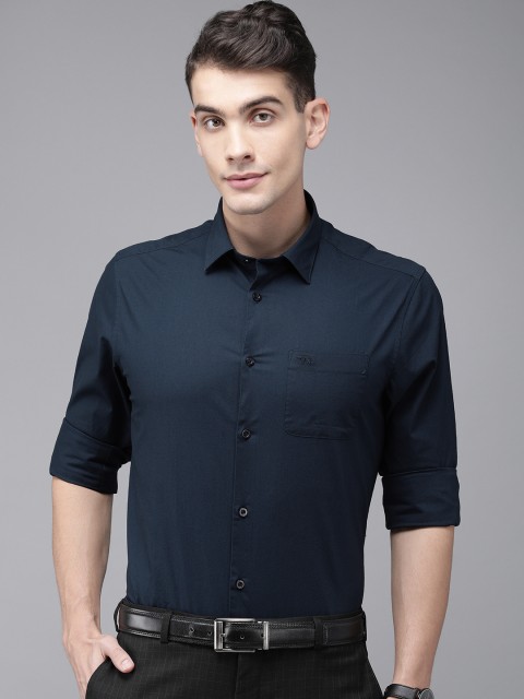 

THE BEAR HOUSE Men Navy Blue Slim Fit Solid Formal Shirt