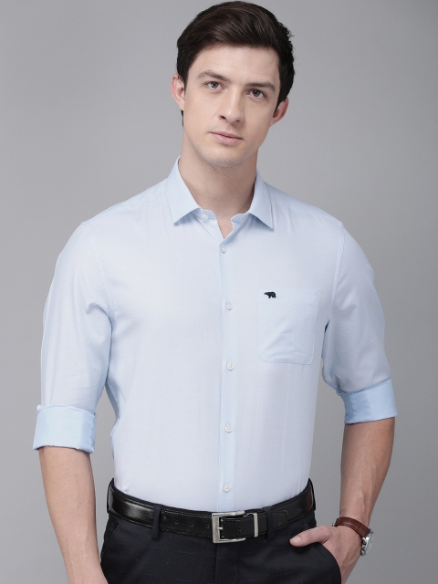

THE BEAR HOUSE Men Blue Slim Fit Self Design Formal Shirt