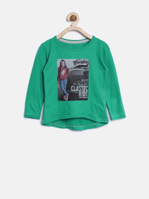 

Gini & Jony Girls Green Printed Top