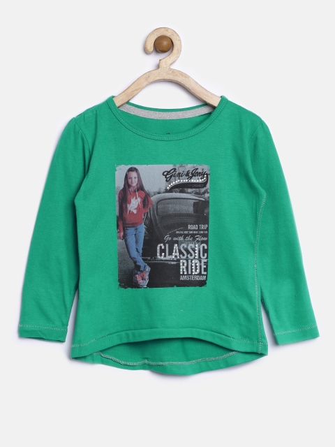 

Gini & Jony Girls Green Printed Top