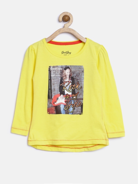 

Gini & Jony Girls Yellow Printed Top