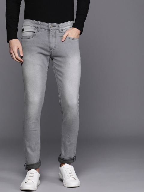 

WROGN Men Grey Slim Fit Mid-Rise Clean Look Stretchable Jeans