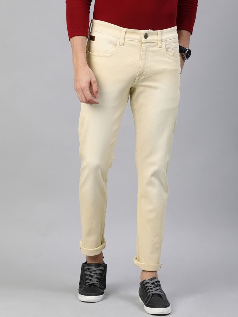 

WROGN Men Beige Slim Fit Mid-Rise Clean Look Stretchable Jeans