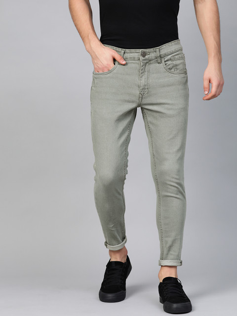 

WROGN Men Grey Skinny Fit Mid-Rise Clean Look Stretchable Jeans